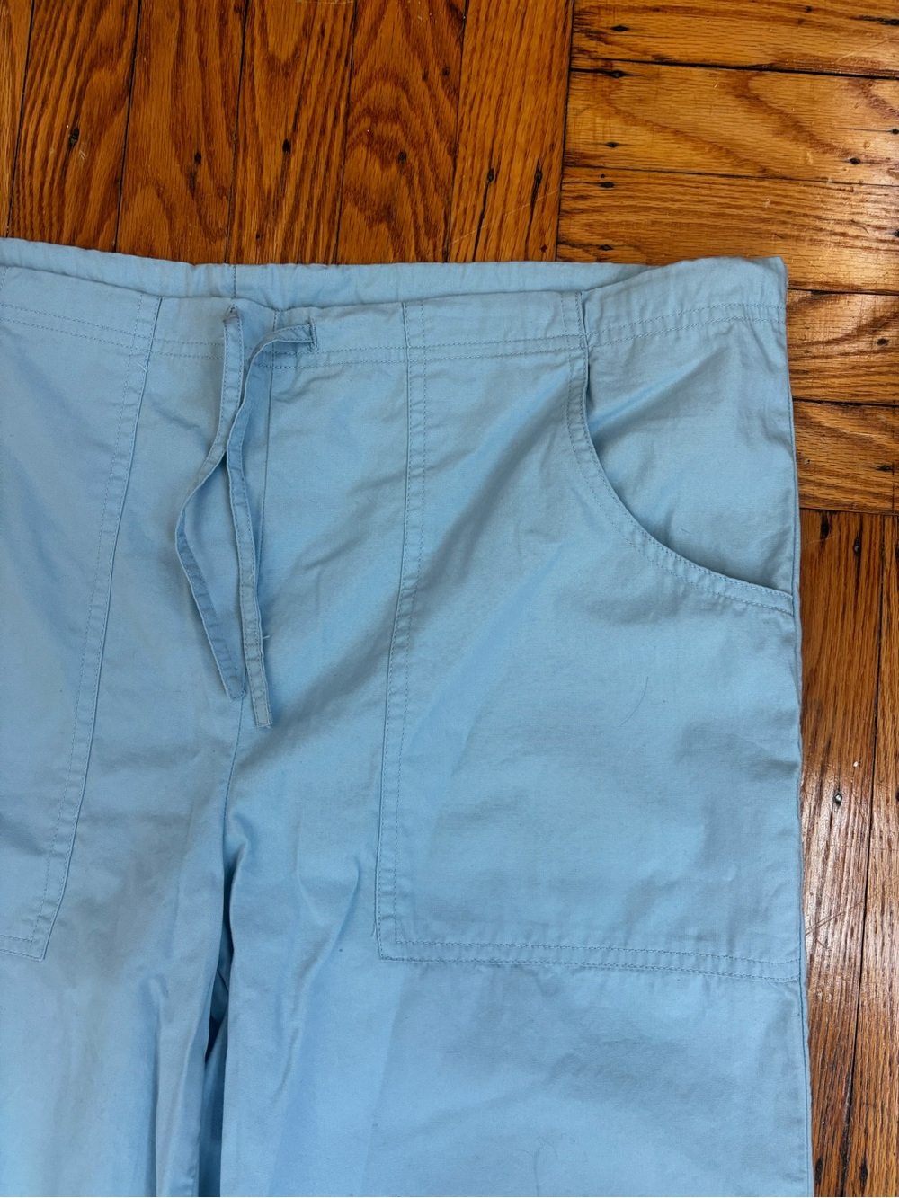 Light Blue Drawstring Capri Pants - Picture 2 of 5